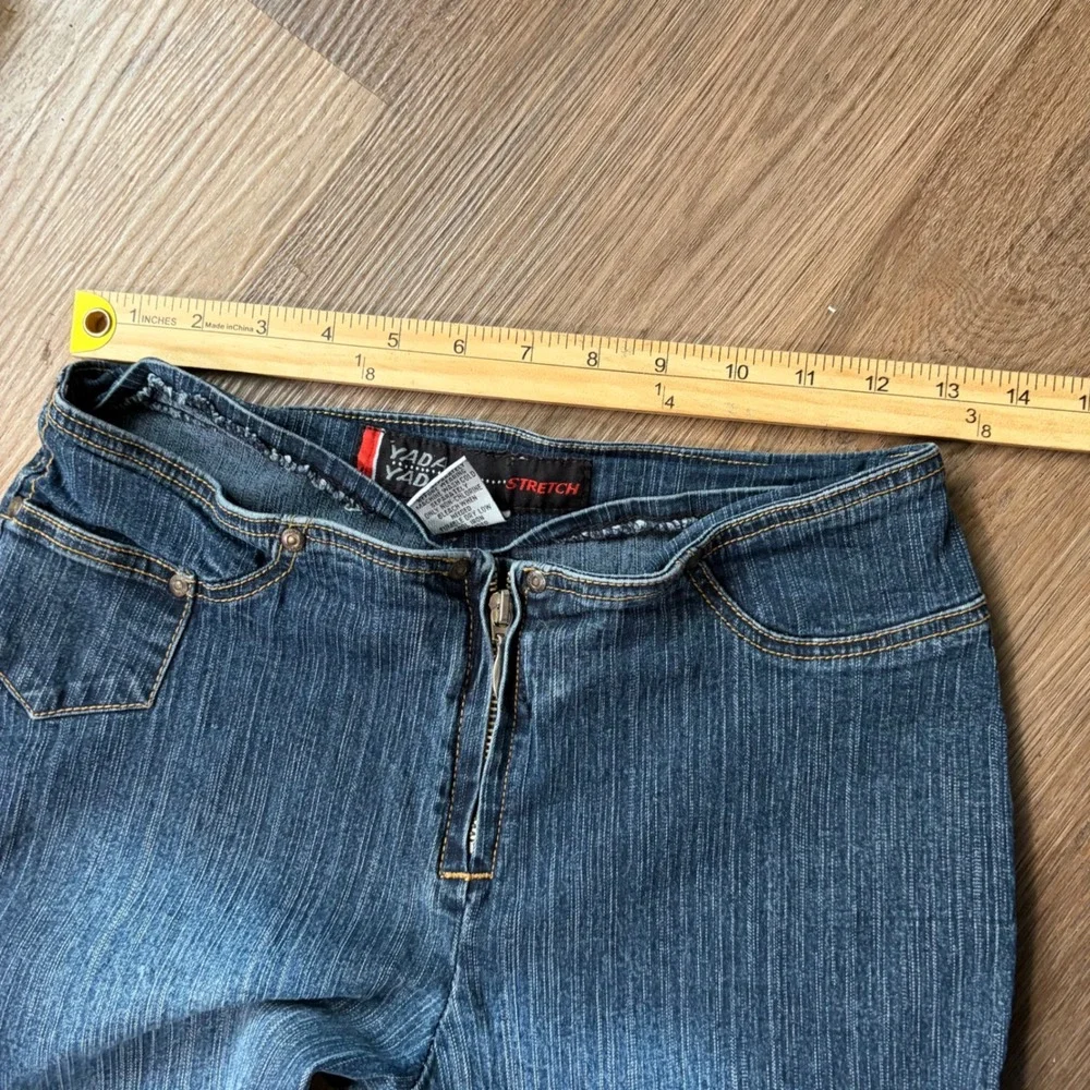 Y2K Lowrise No Pockets Blue Stretch Flare Leg Jeans Size 5 Denim - Picture 7 of 7